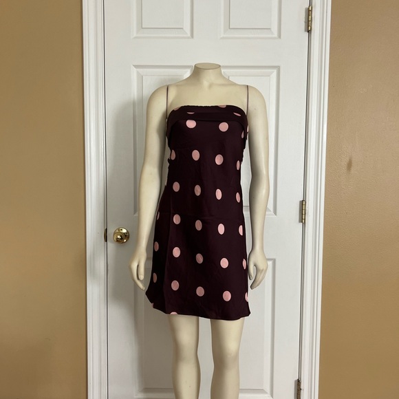 Princess Polly Phillipa Mini Dress Plum / Pink Polka Dot - Picture 7 of 12